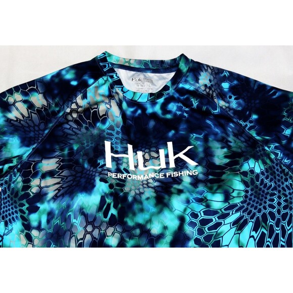 Huk Performance Fabrics Men's Long Sleeve Crew Neck Fishing Scales Shirt Size XL - Picture 2 of 7